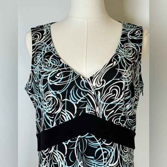 Ann Taylor LOFT Sleeveless Sheath Dress Abstract Blue Black Women’s Size 6 - Picture 2 of 9